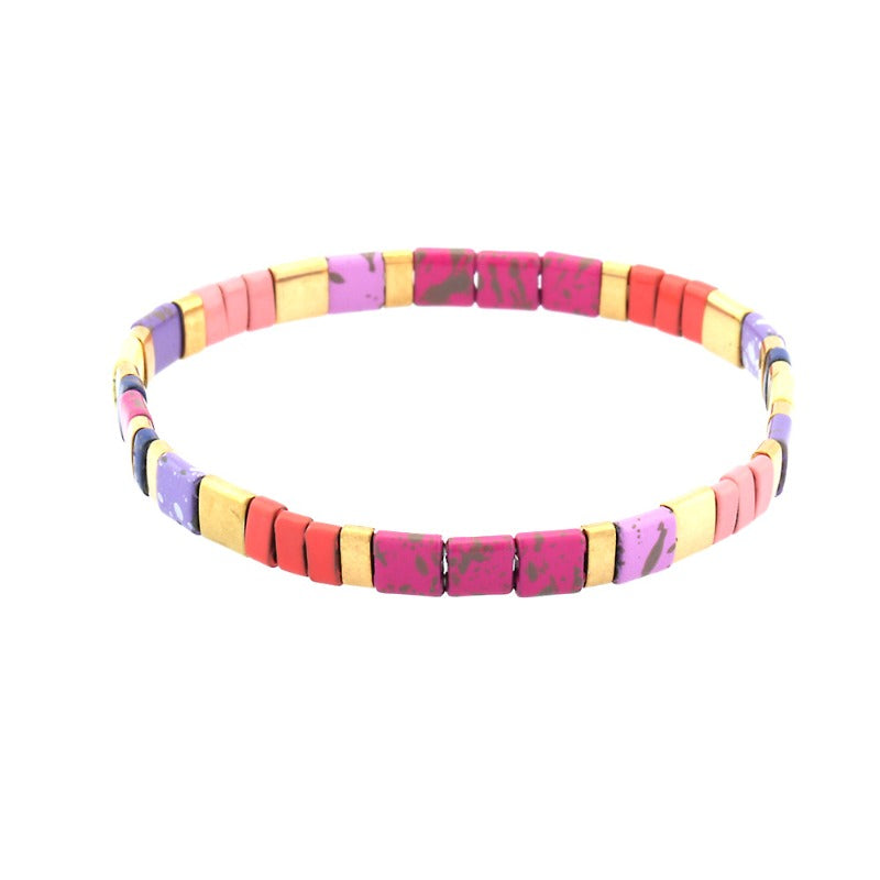 Wholesale Fashion Retro Pull-On Simple Bohemian Hand-woven Elastic Beaded Bracelet